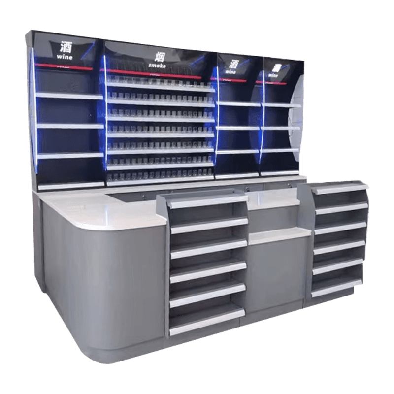 Inteligentná vitrína s pokladňou v obchode